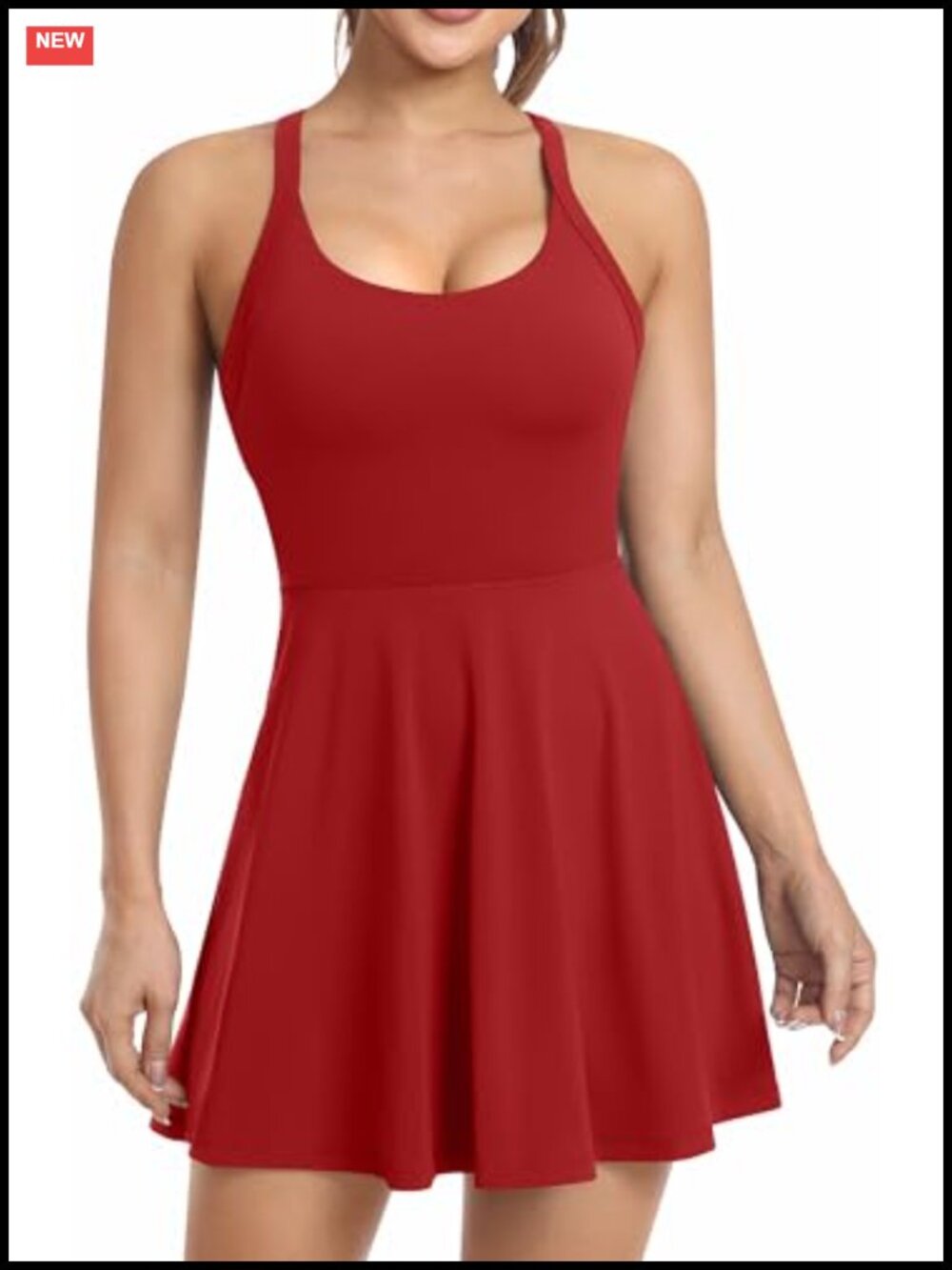 Womens Workout Tennis Dress with Built in Shorts and Bra Athletic Golf